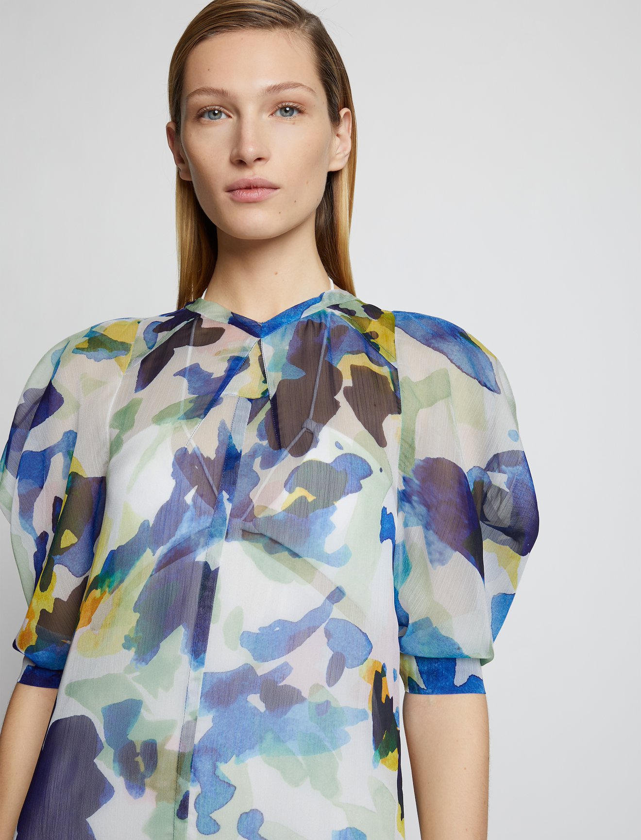 Watercolor Floral Chiffon Dress #3