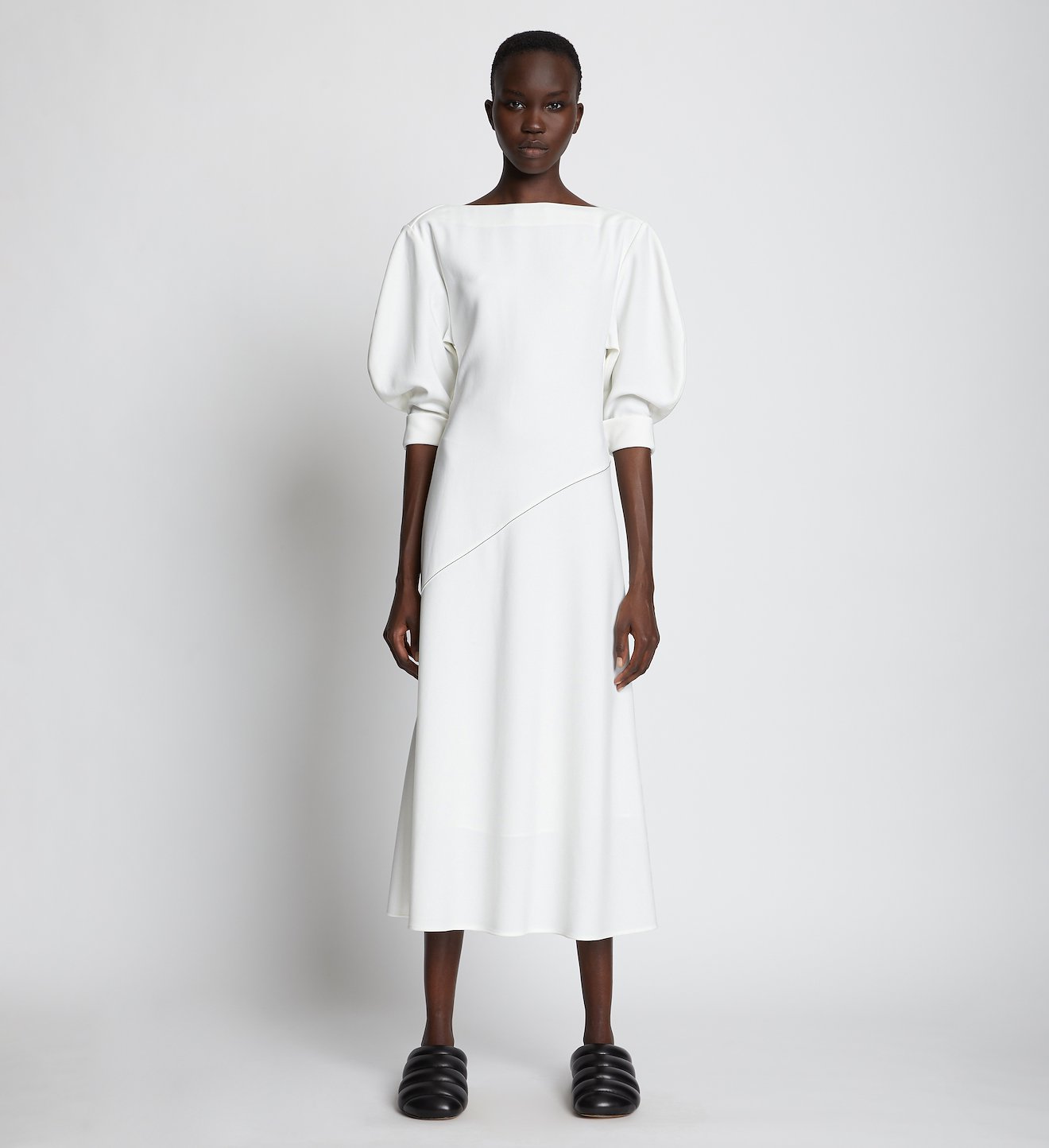 Crepe Puff Sleeve Dress