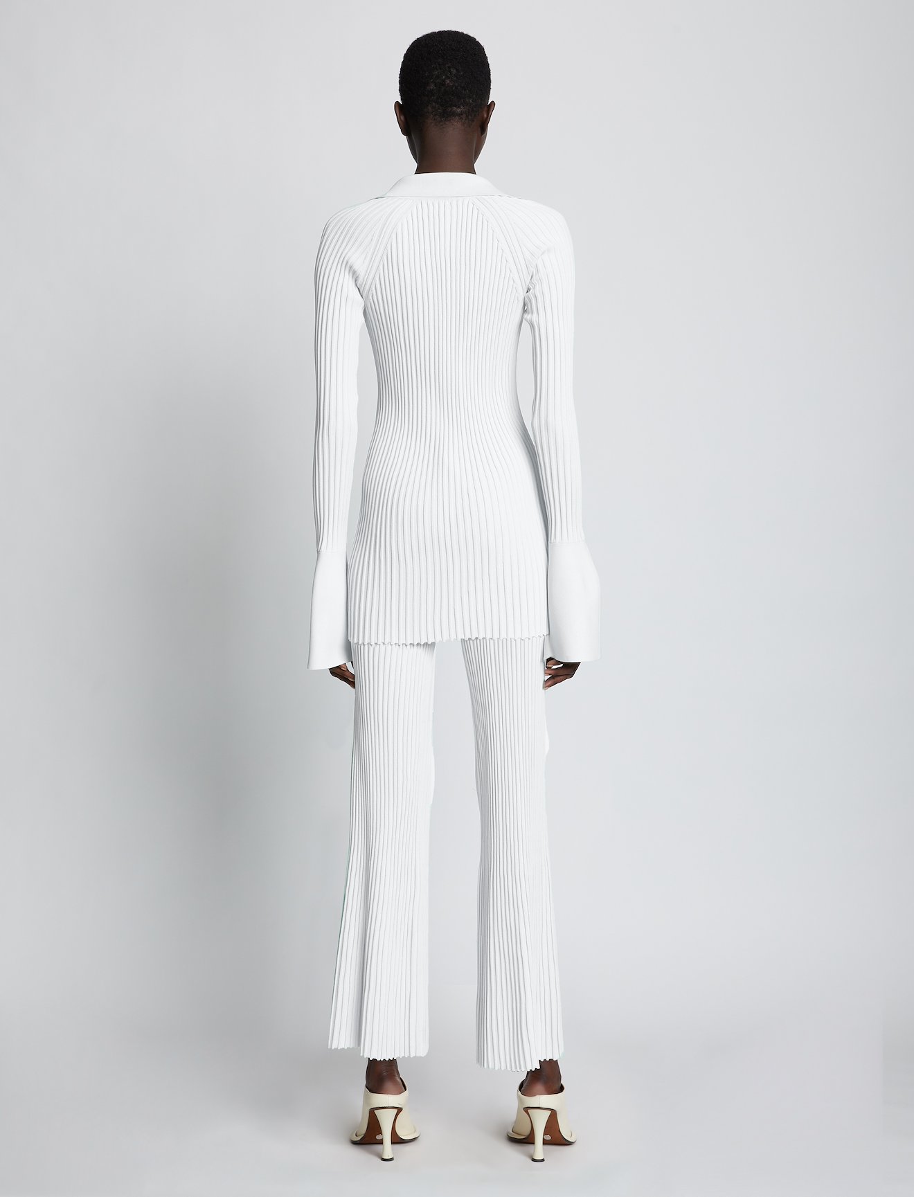 Rib Knit Cropped Pants in white | Proenza Schouler