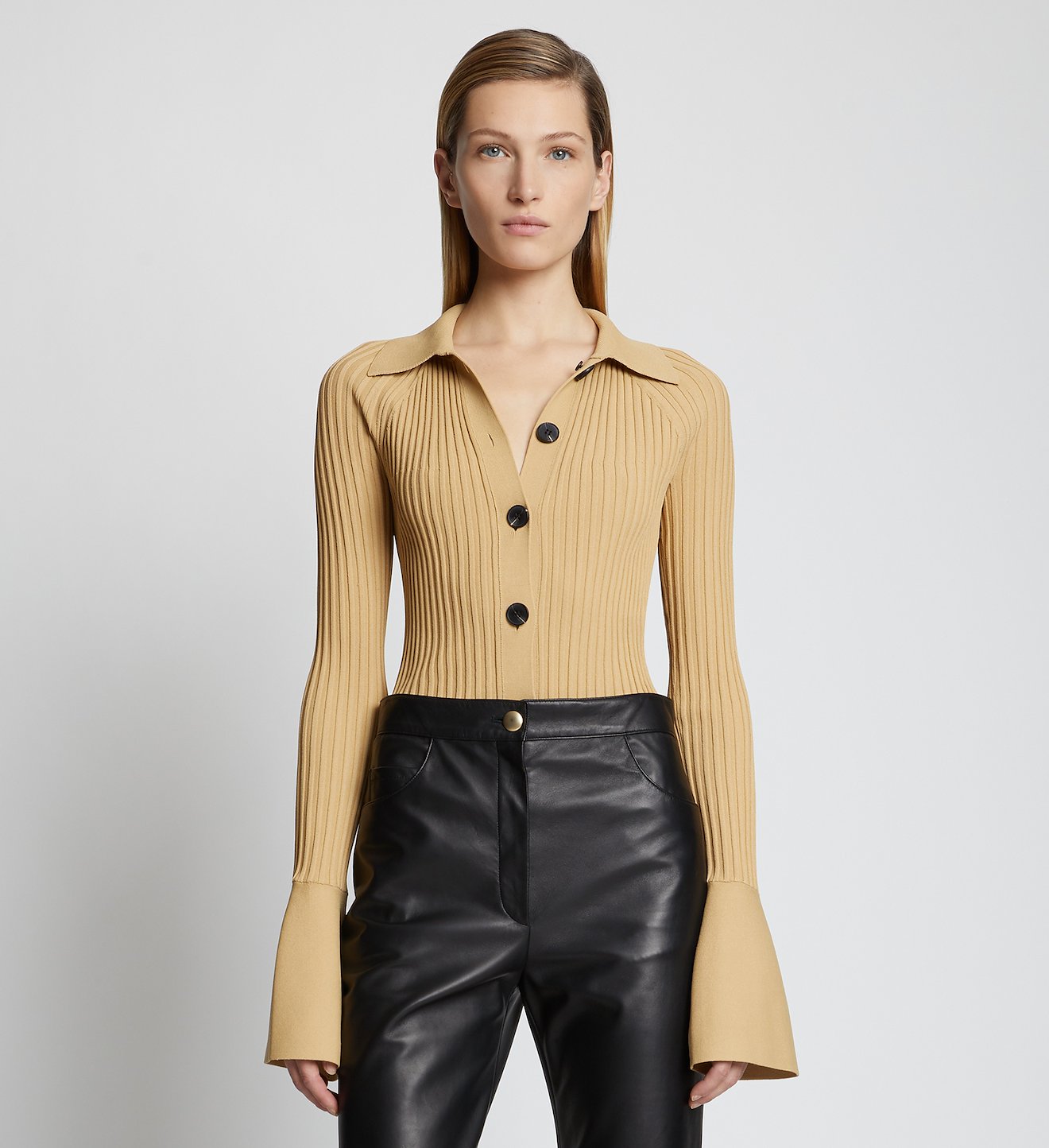 Rib Knit Collared Cardigan