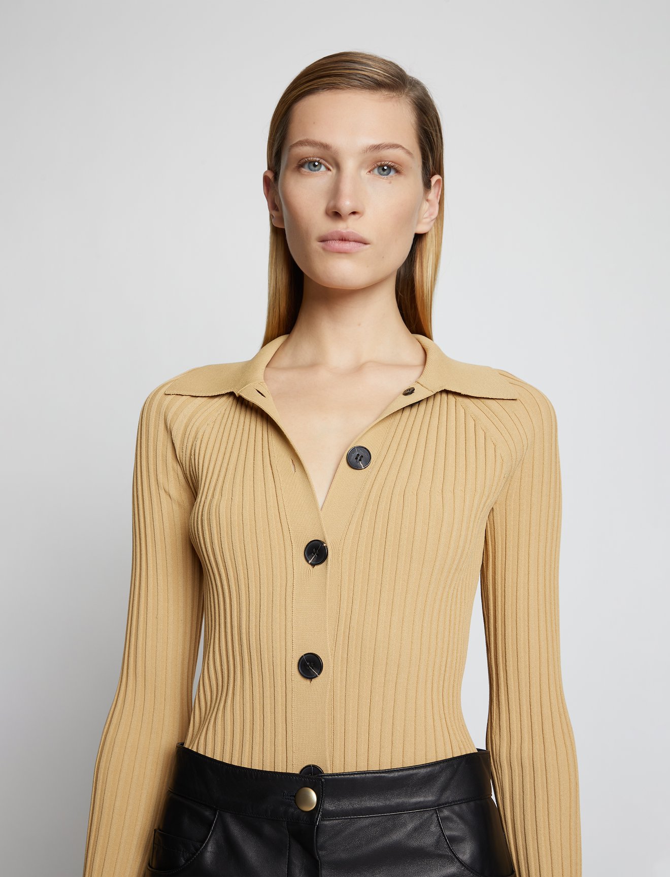 Rib Knit Collared Cardigan #3