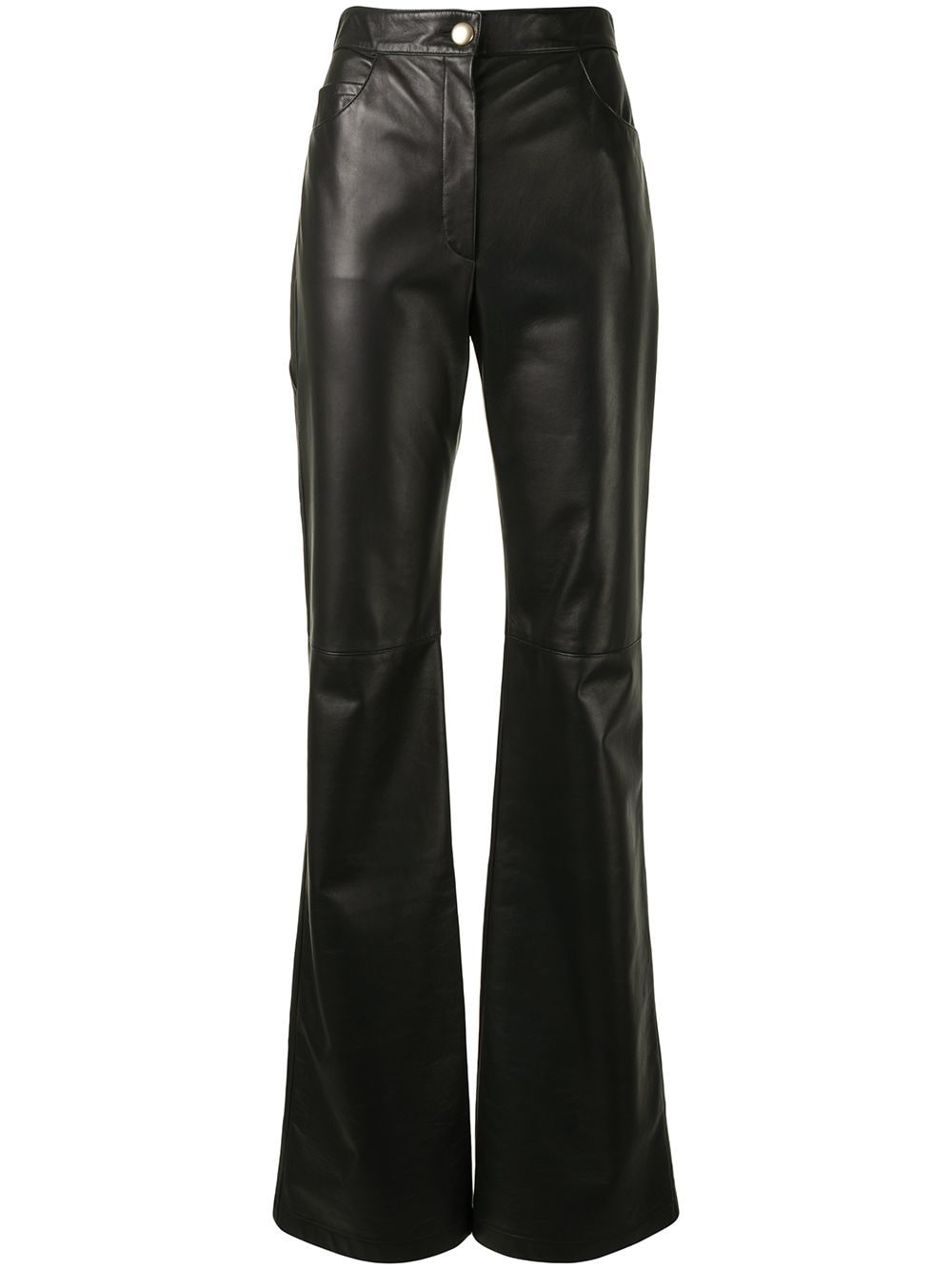 high-waisted leather trousers