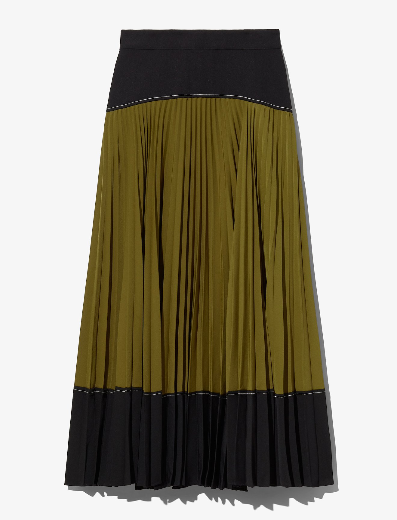 Crepe Colorblock Pleated Skirt in black | Proenza Schouler