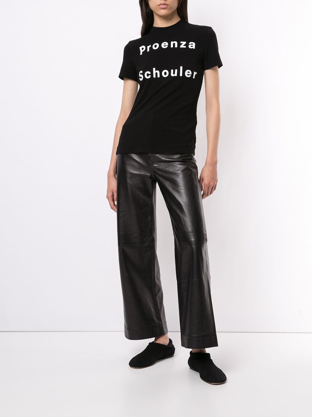 Shop Proenza Schouler White Label Logo-print Short-sleeved T-shirt In Black