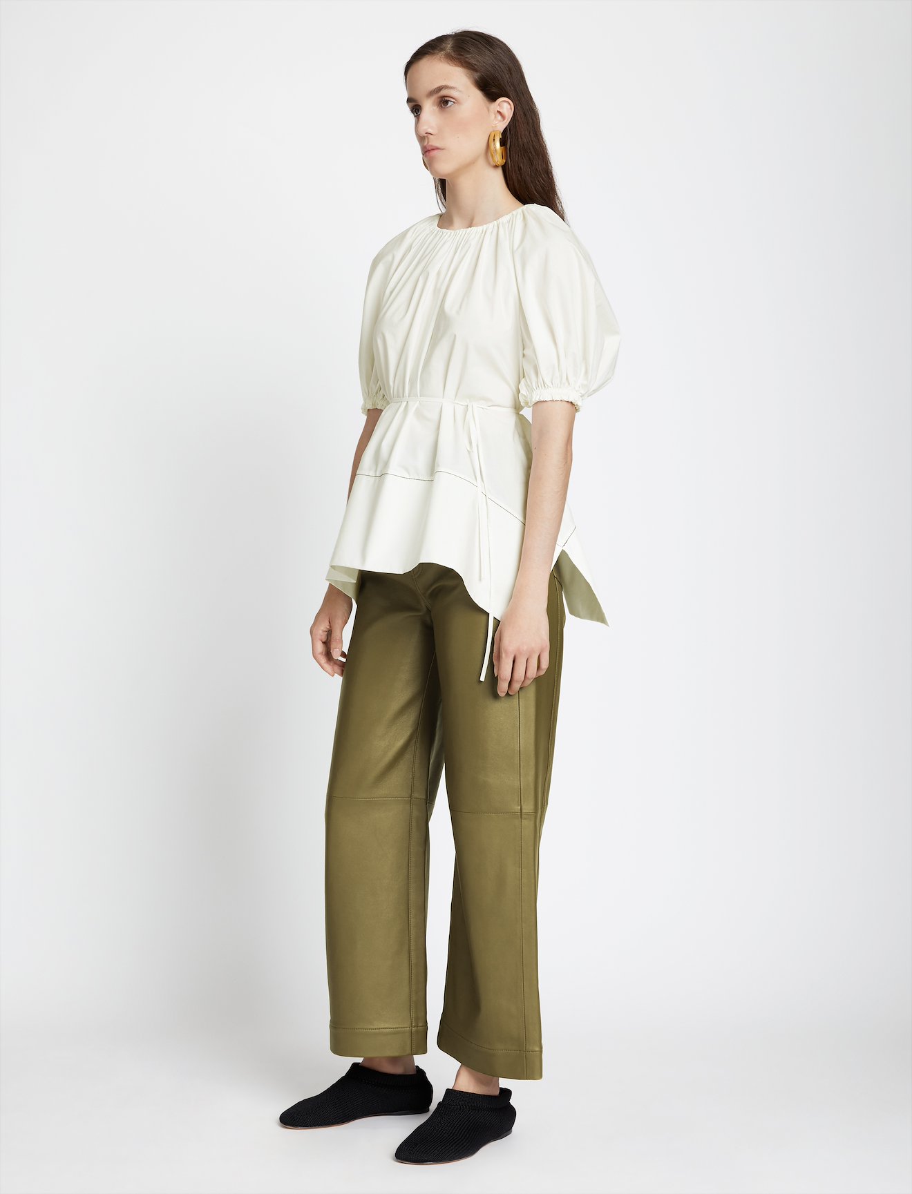 Puff Sleeve Poplin Top in white | Proenza Schouler