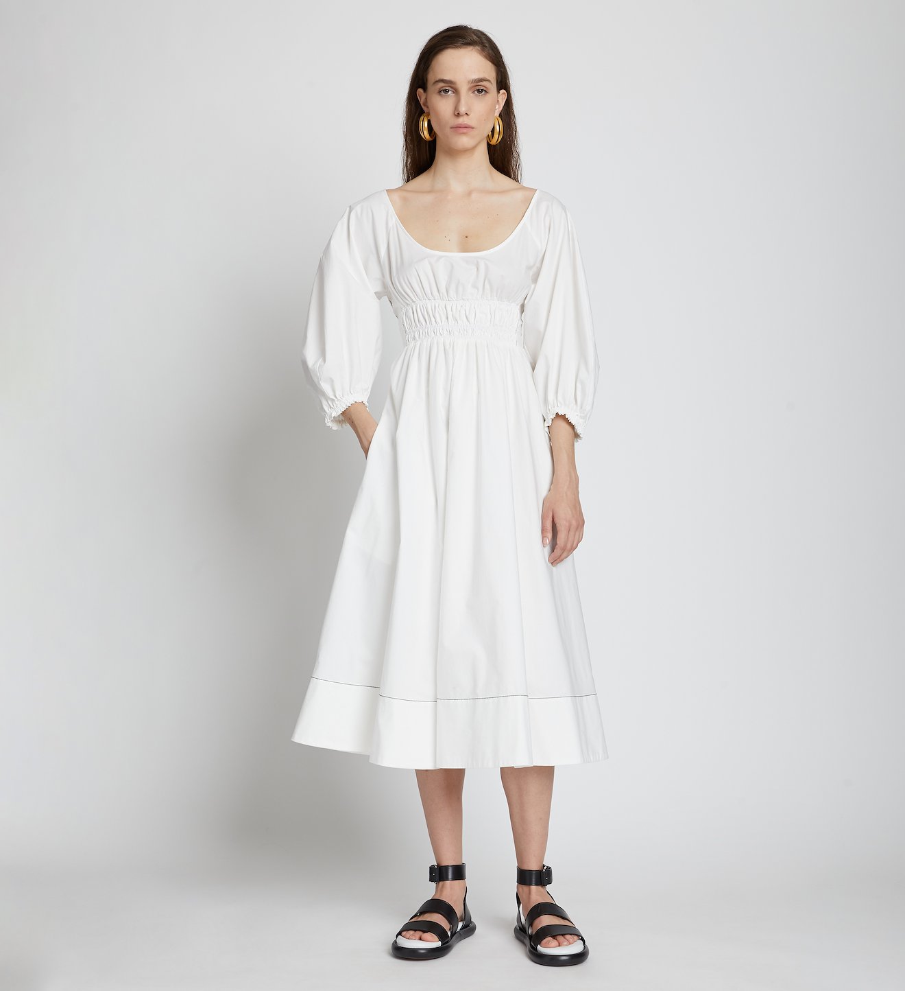 Puff Sleeve Poplin Dress
