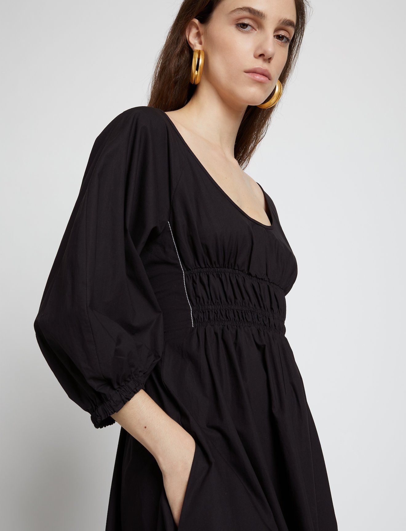 Puff Sleeve Poplin Dress #3