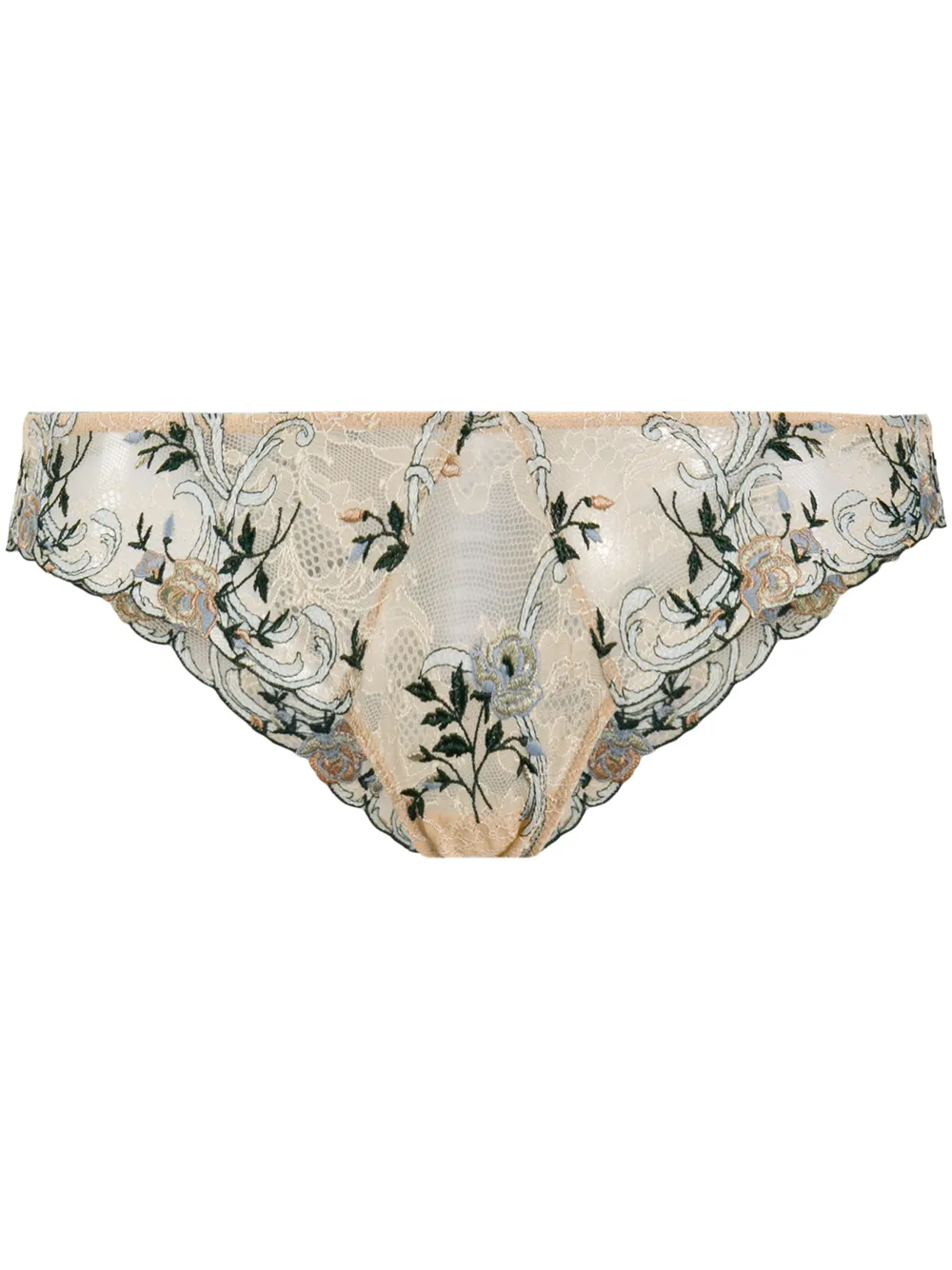 Click to view more detailed imagery on our partner's website La Perla Scalloped Floral-lace Briefs In Neutrals