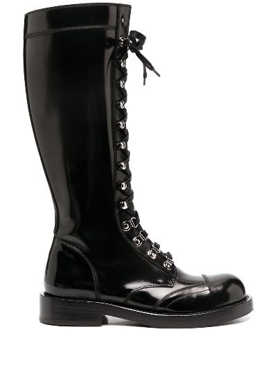 latex lace up boots