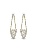 Yoko London 18kt yellow gold diamond pearl Sleek earrings