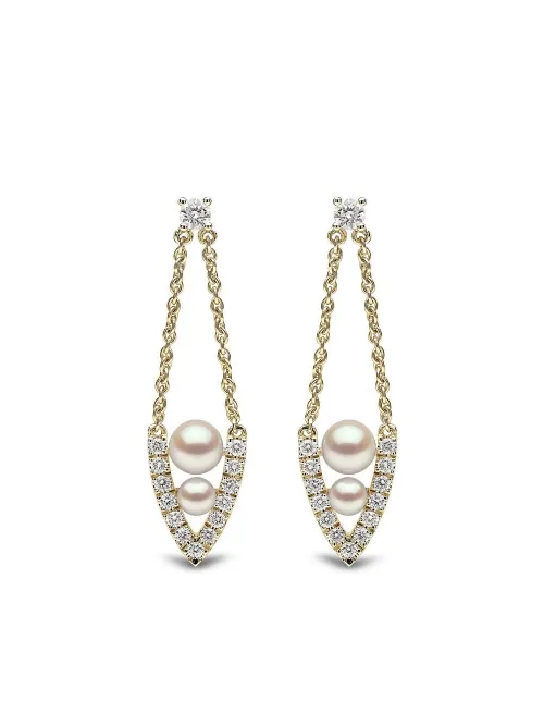 Boucles d'oreilles Sleek en jaune 18ct ornées de perles et de diamants - Yoko London - Modalova