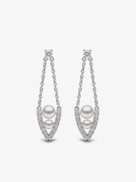 Yoko London 18kt white gold diamond pearl Sleek earrings