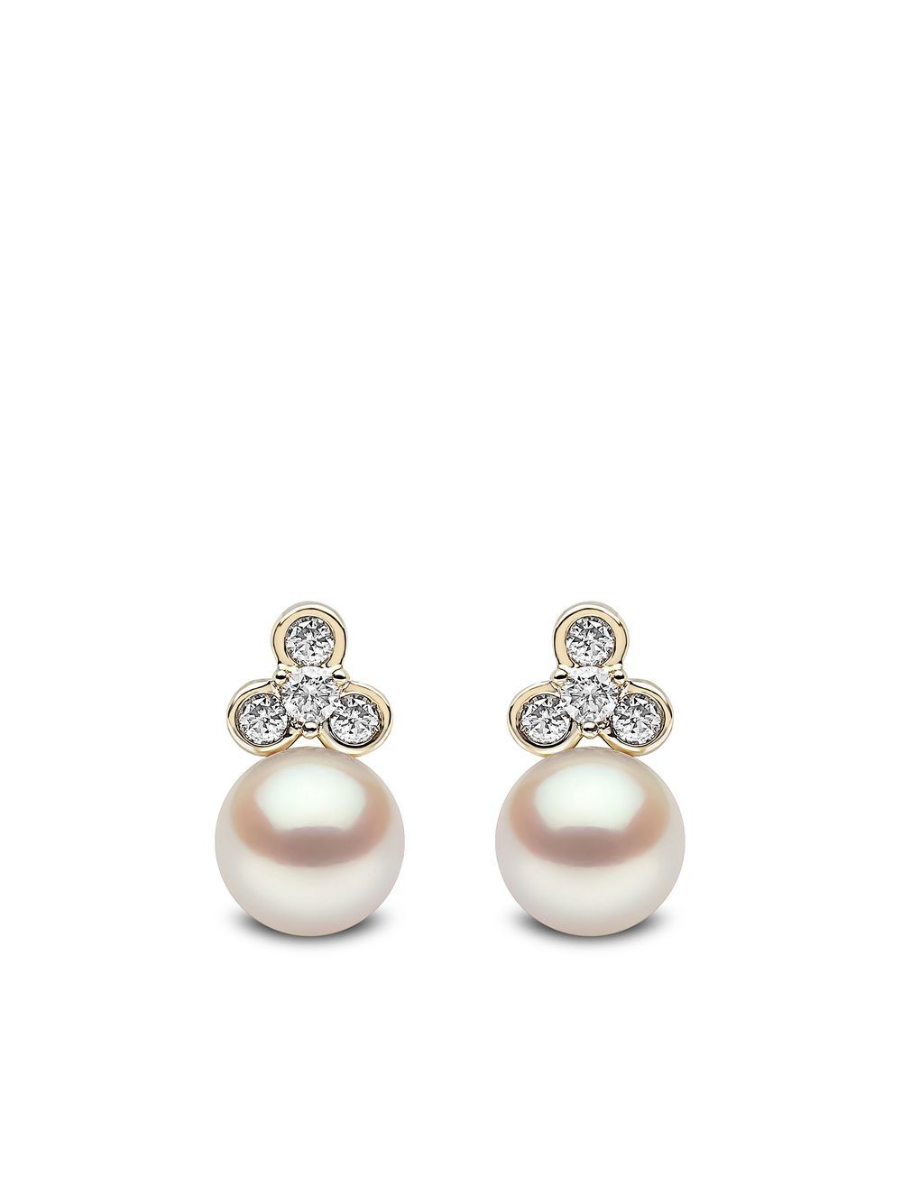 Image 1 of Yoko London 18kt yellow gold Trend freshwater pearl and diamond stud earrings