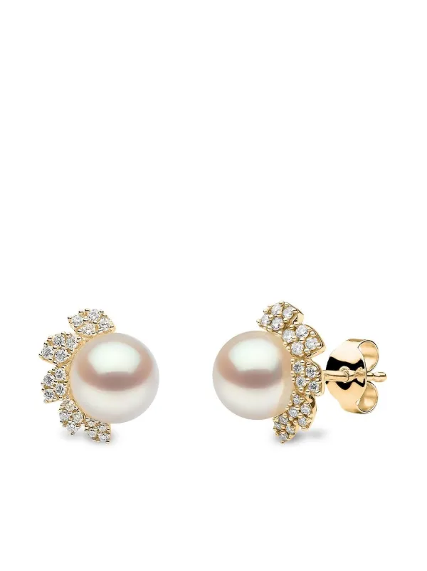 Yoko London Trend ダイヤモンド＆パール ピアス 18Kイエローゴールド 