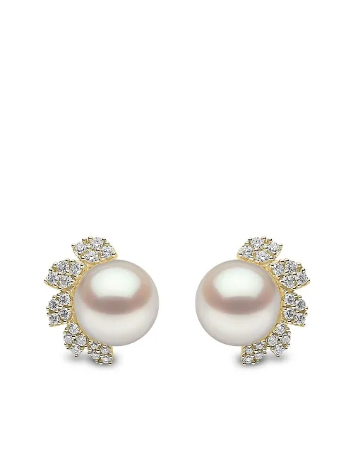 Puces d'oreilles Trend en jaune 18ct ornées de diamants et de perles - Yoko London - Modalova