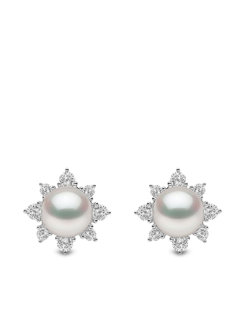 Yoko London 18kt white gold diamond pearl Trend stud earrings - Silver