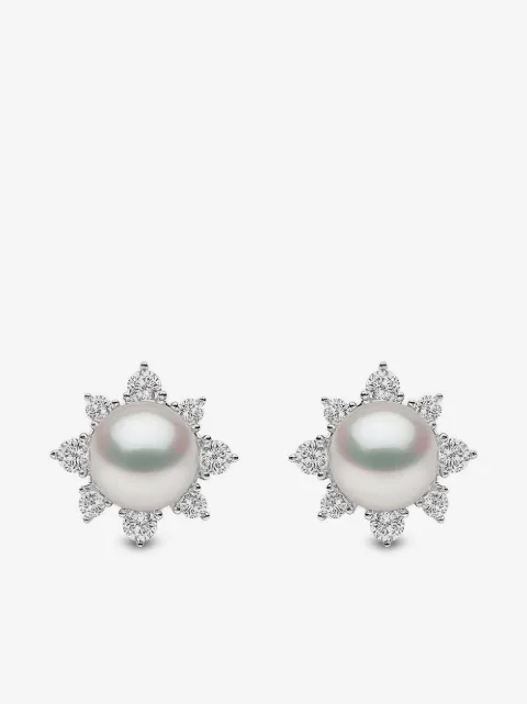 Yoko London 18kt white gold diamond pearl Trend stud earrings