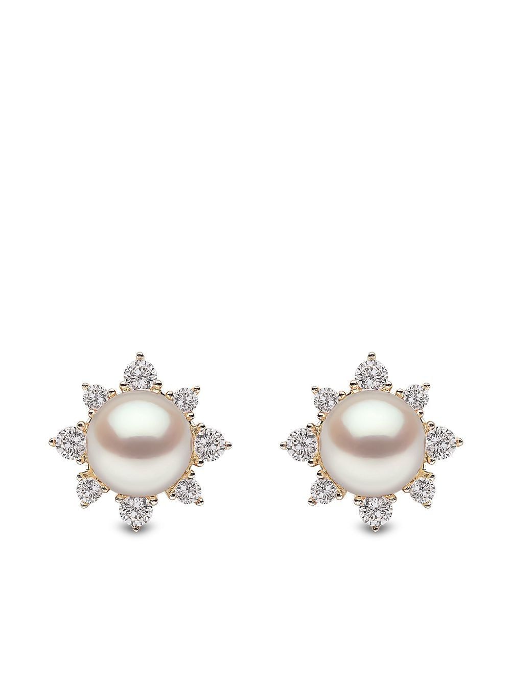 Image 1 of Yoko London boucles d'oreilles Trend en or jaune 18ct ornées de diamants et de perles