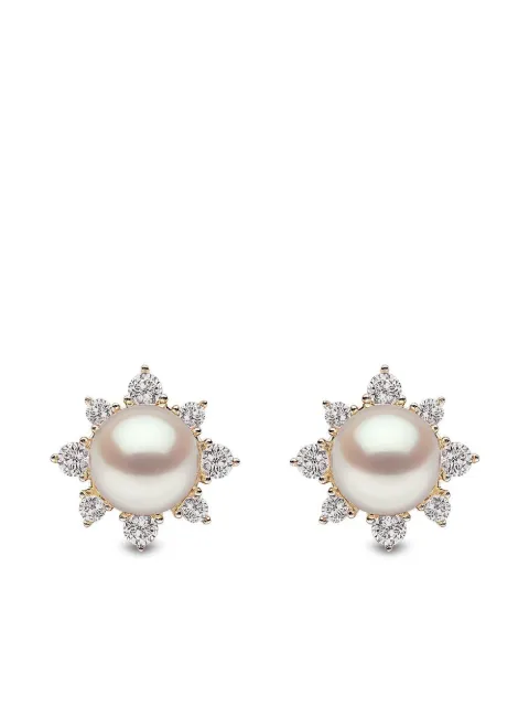 Yoko London 18kt yellow gold diamond pearl Trend earrings