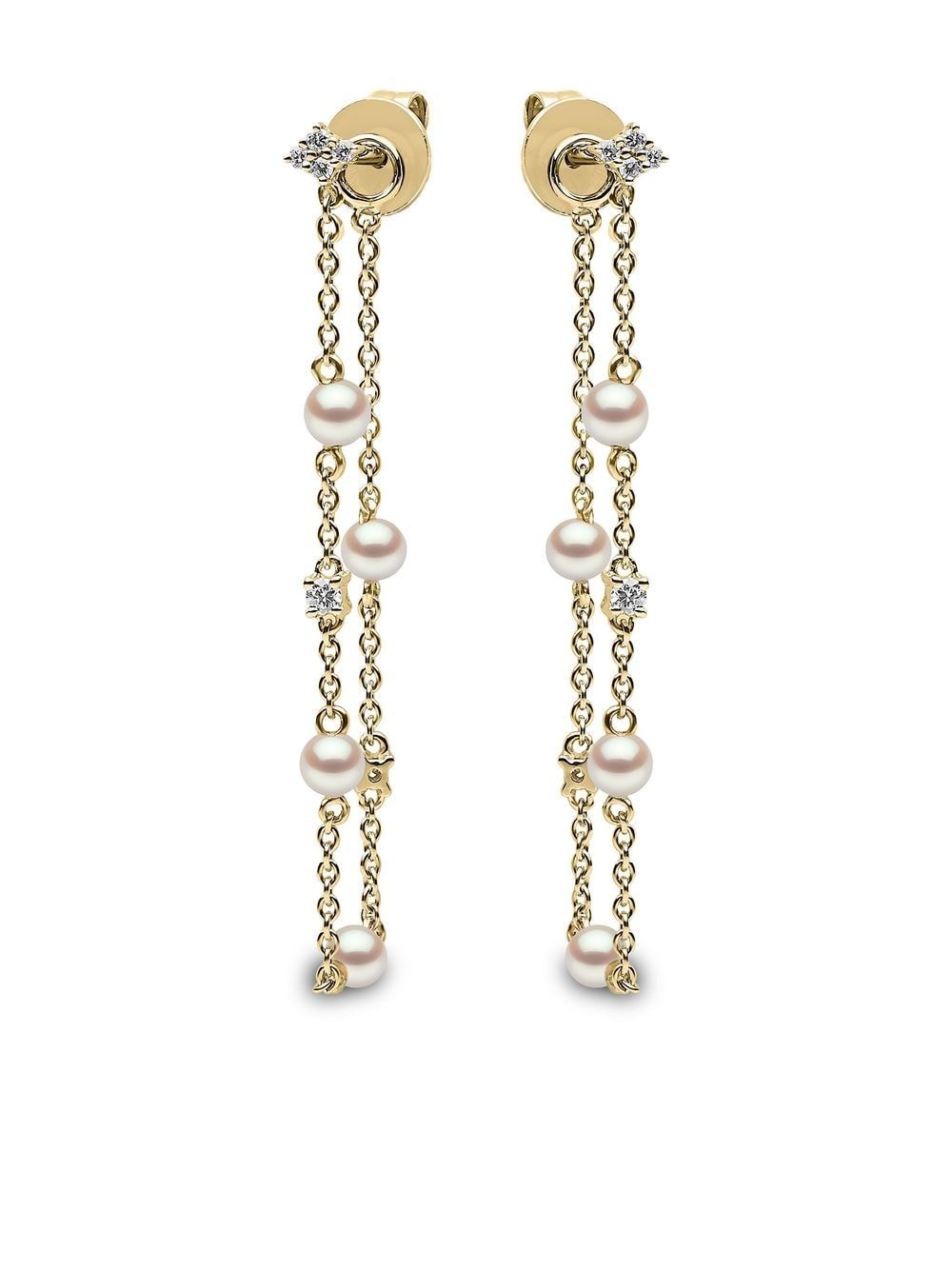 Image 1 of Yoko London 18kt yellow gold Trend diamond pearl drop earrings
