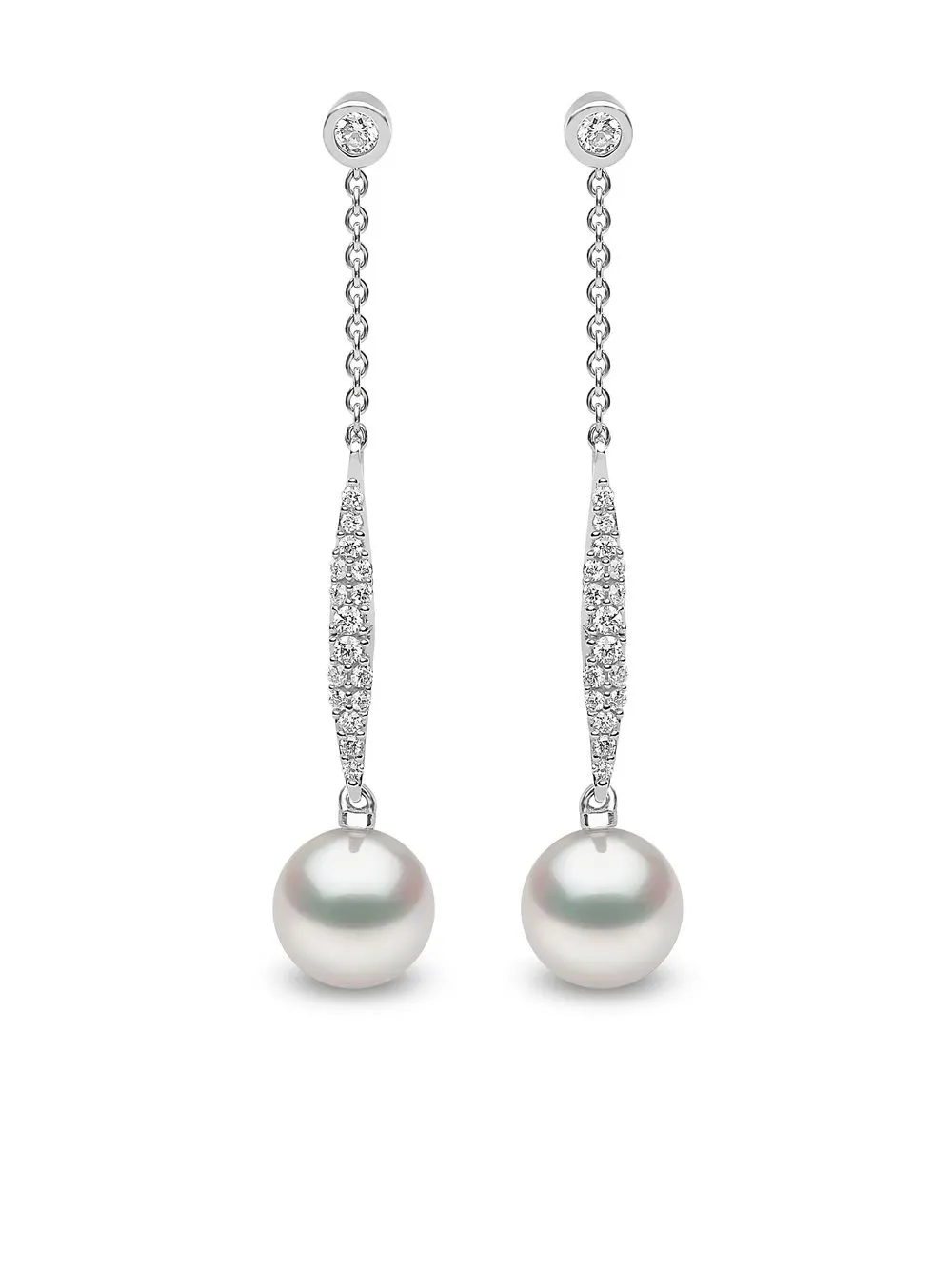 Image 1 of Yoko London 18kt white gold Trend freshwater pearl and diamond drop earrings