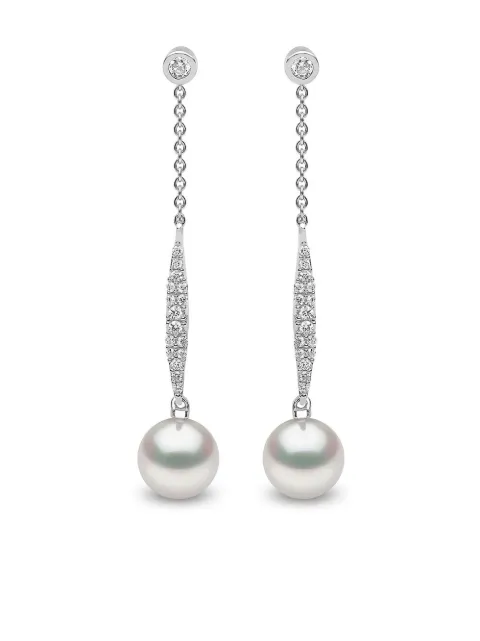 Yoko London 18kt witgouden Trend oorbellen met zoetwaterparel en diamant