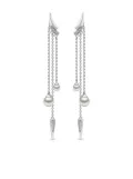 Yoko London 18kt white gold Trend diamond pearl drop earrings - Silver