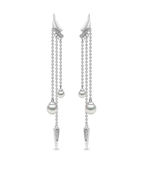 Yoko London Par de brincos Trend em ouro branco 18k com diamante e peróla