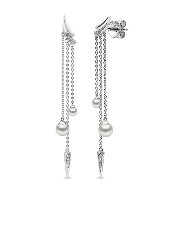 18k ホワイトパール ドロップピアス