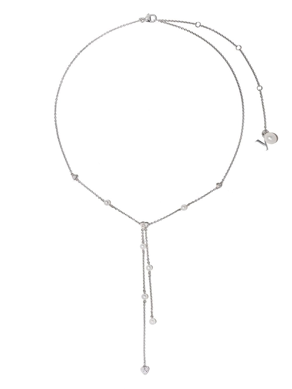 Shop Yoko London 18kt White Gold Diamond Pearl Trend Necklace In Silver