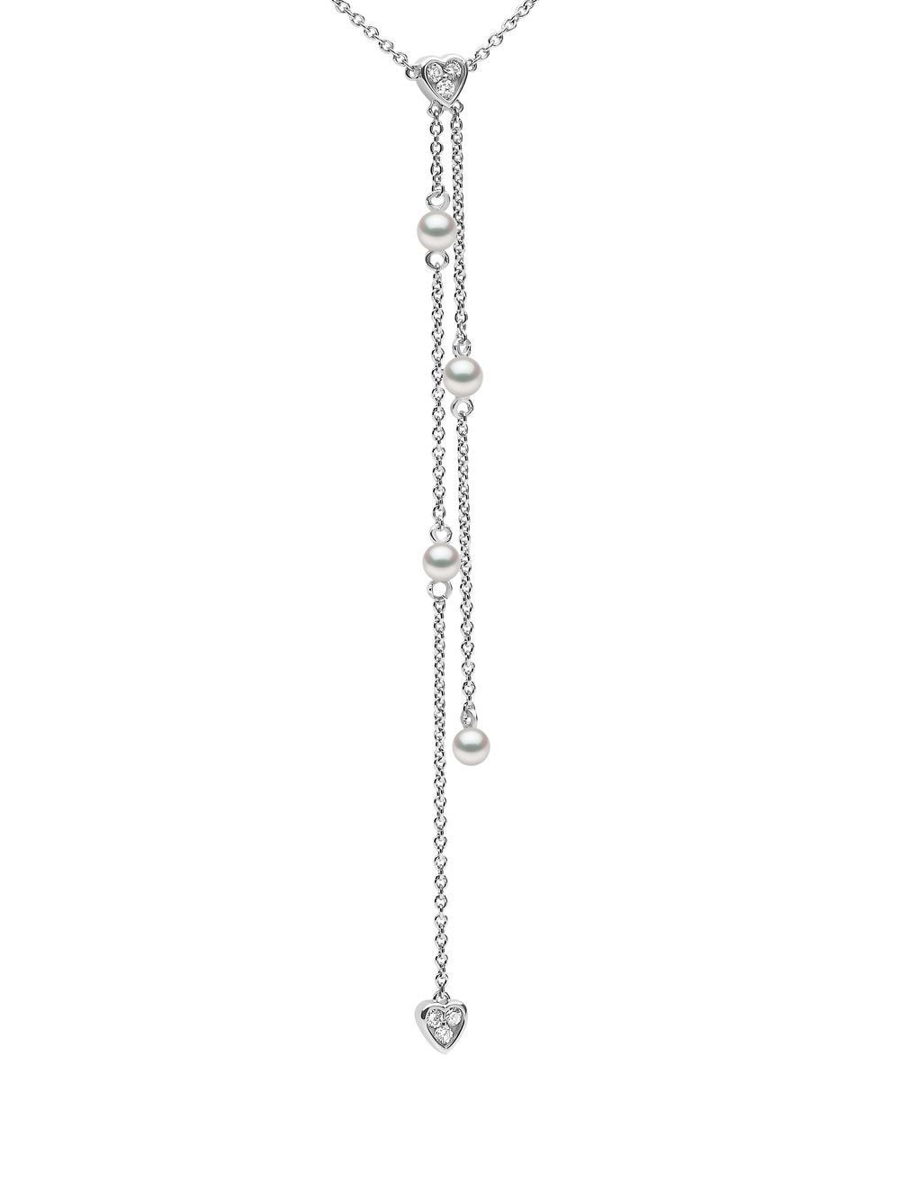 Shop Yoko London 18kt White Gold Diamond Pearl Trend Necklace In Silver
