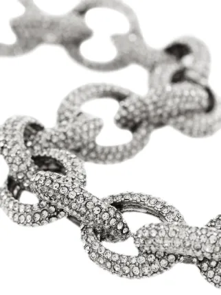 silver tone crystal oval chain link necklace展示图