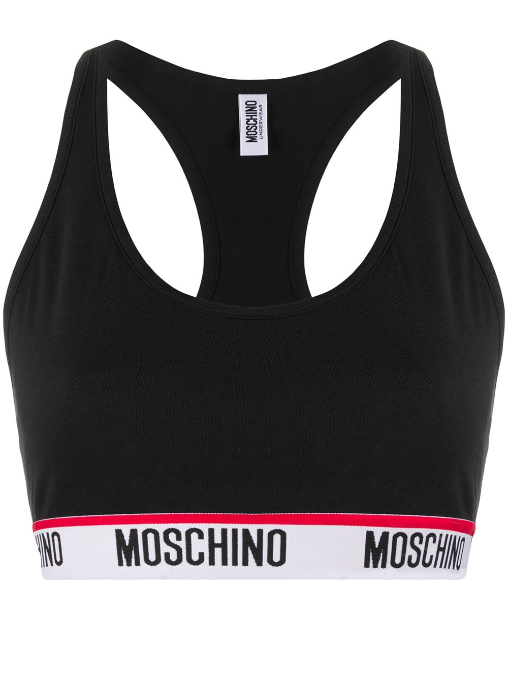 Moschino Logo-tape Sports Bra In Black