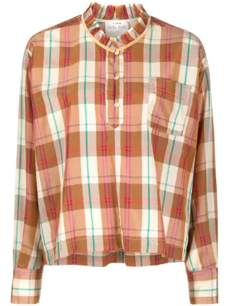 Forte Forte ruffle-collar plaid shirt 