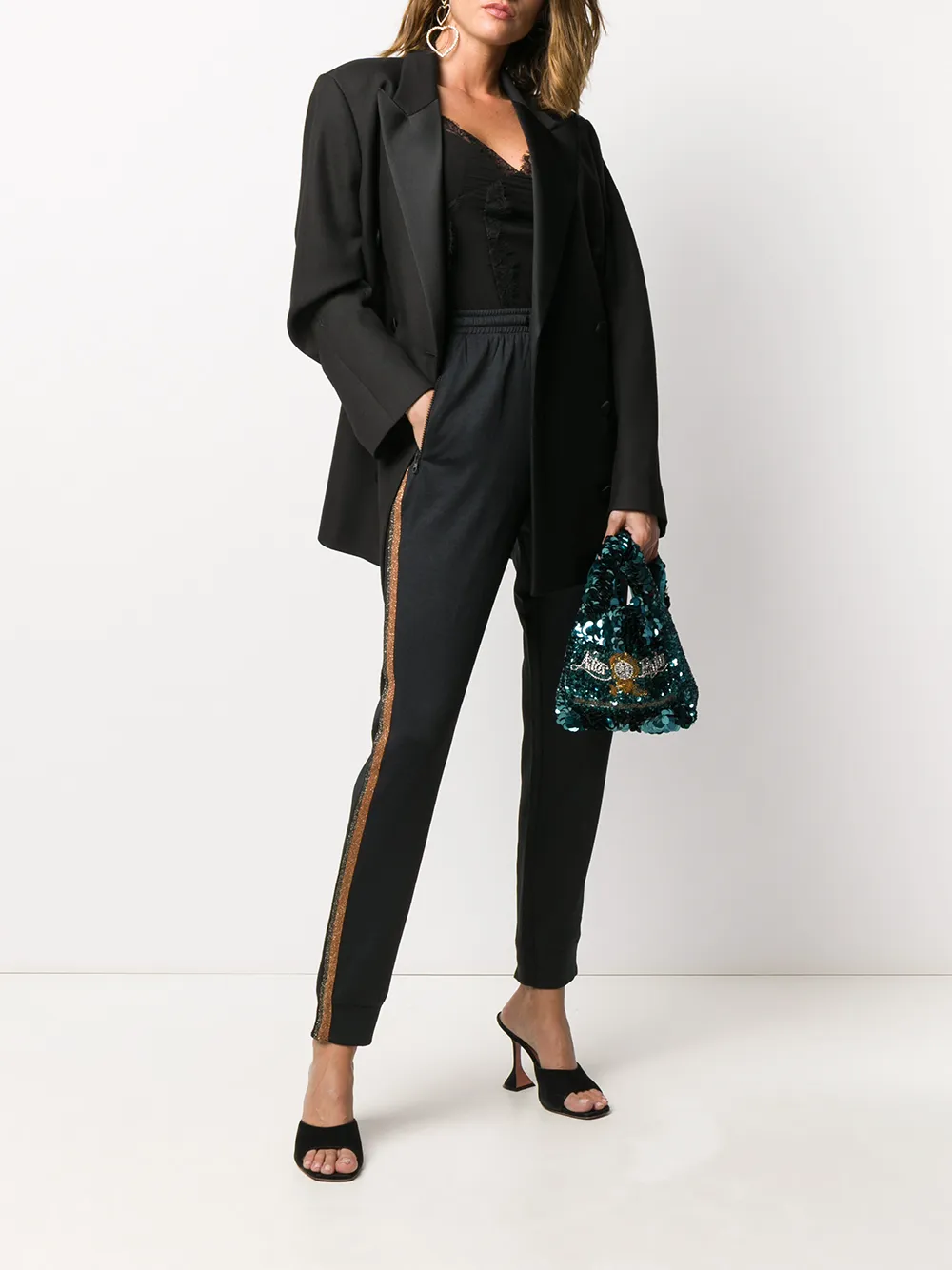 Anya Hindmarch After Eight draagtas met pailletten - Blauw