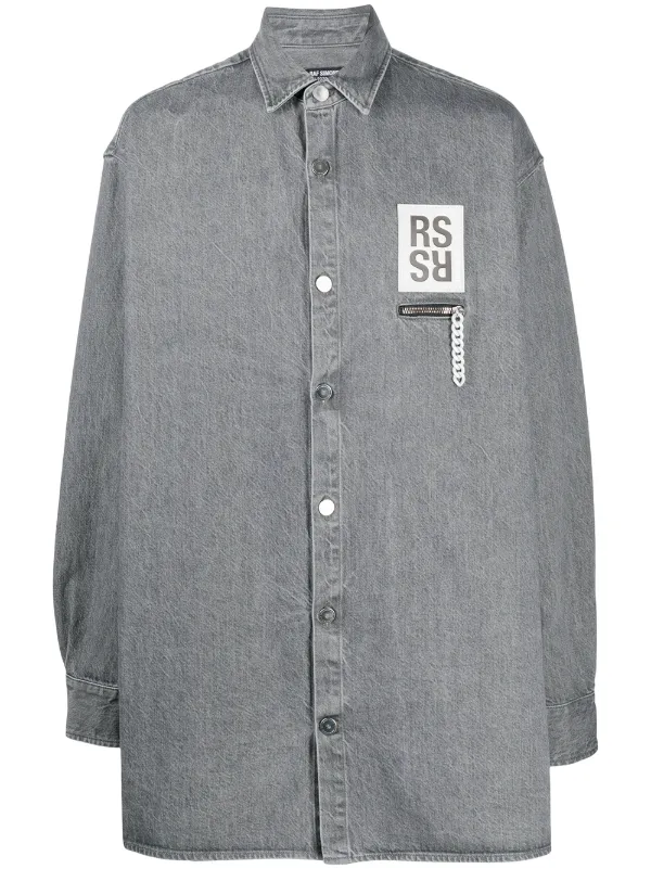 raf simons black denim shirt
