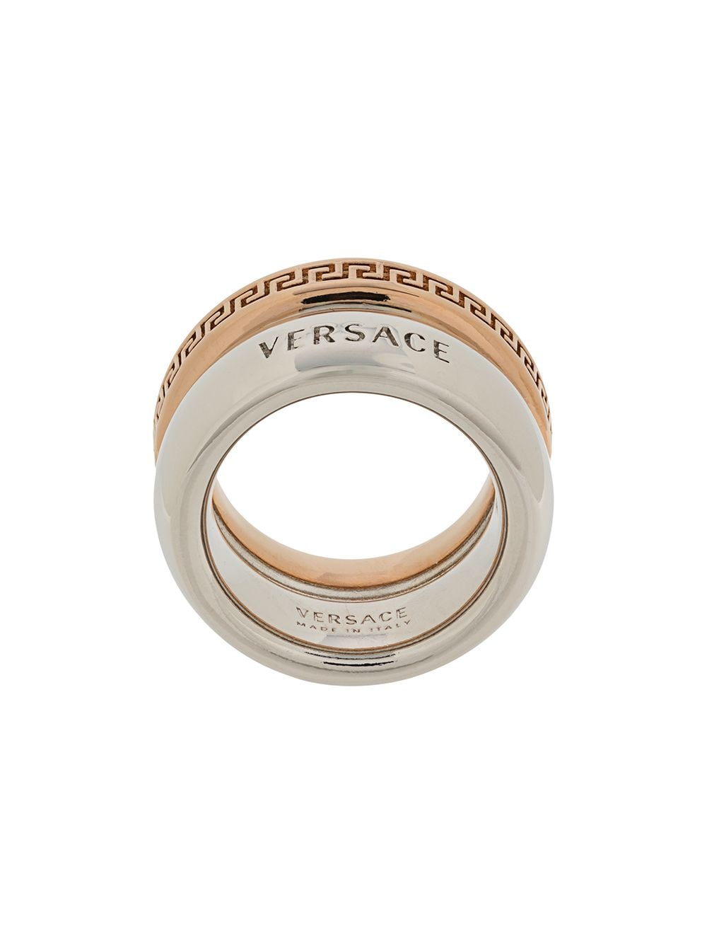 фото Versace двухцветное кольцо с узором greca