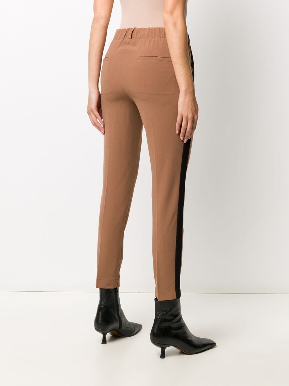 Shop Blanca Vita Side-strip Slim Trousers In Brown