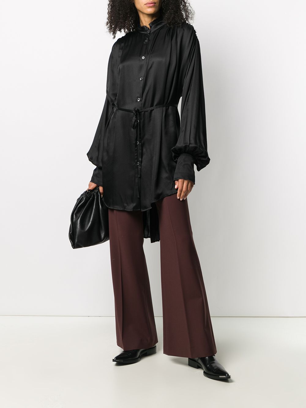 Shop Ann Demeulemeester Tie-fastening Long-sleeve Shirt In Black