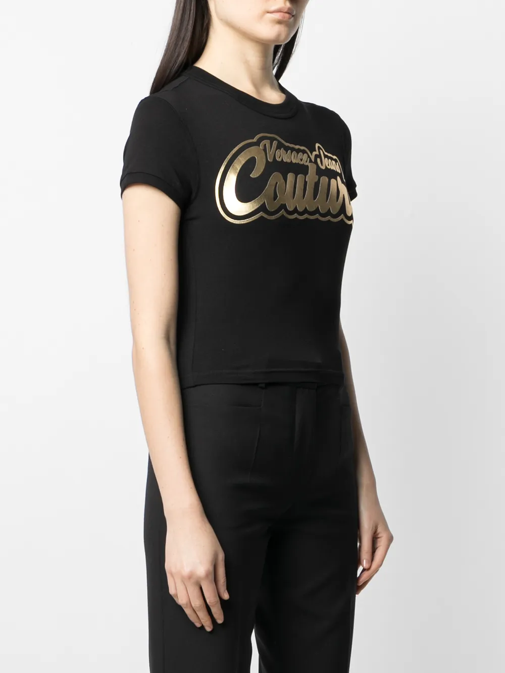 Versace Jeans Couture Logo-print T-shirt In Black