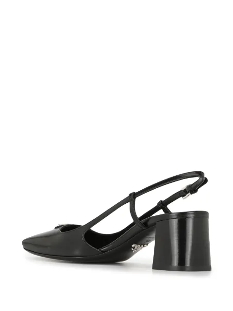 Shop black Prada square-toe slingback 55mm pumps with Express Delivery ...