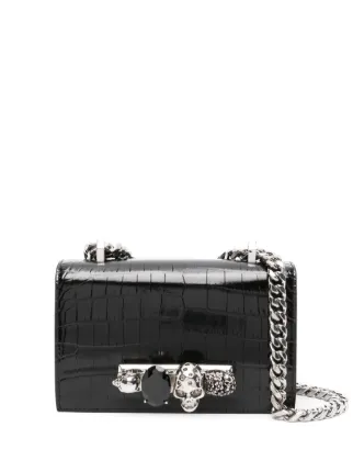 Alexander McQueen Mini Jewelled Crossbody Bag | Black | FARFETCH AE