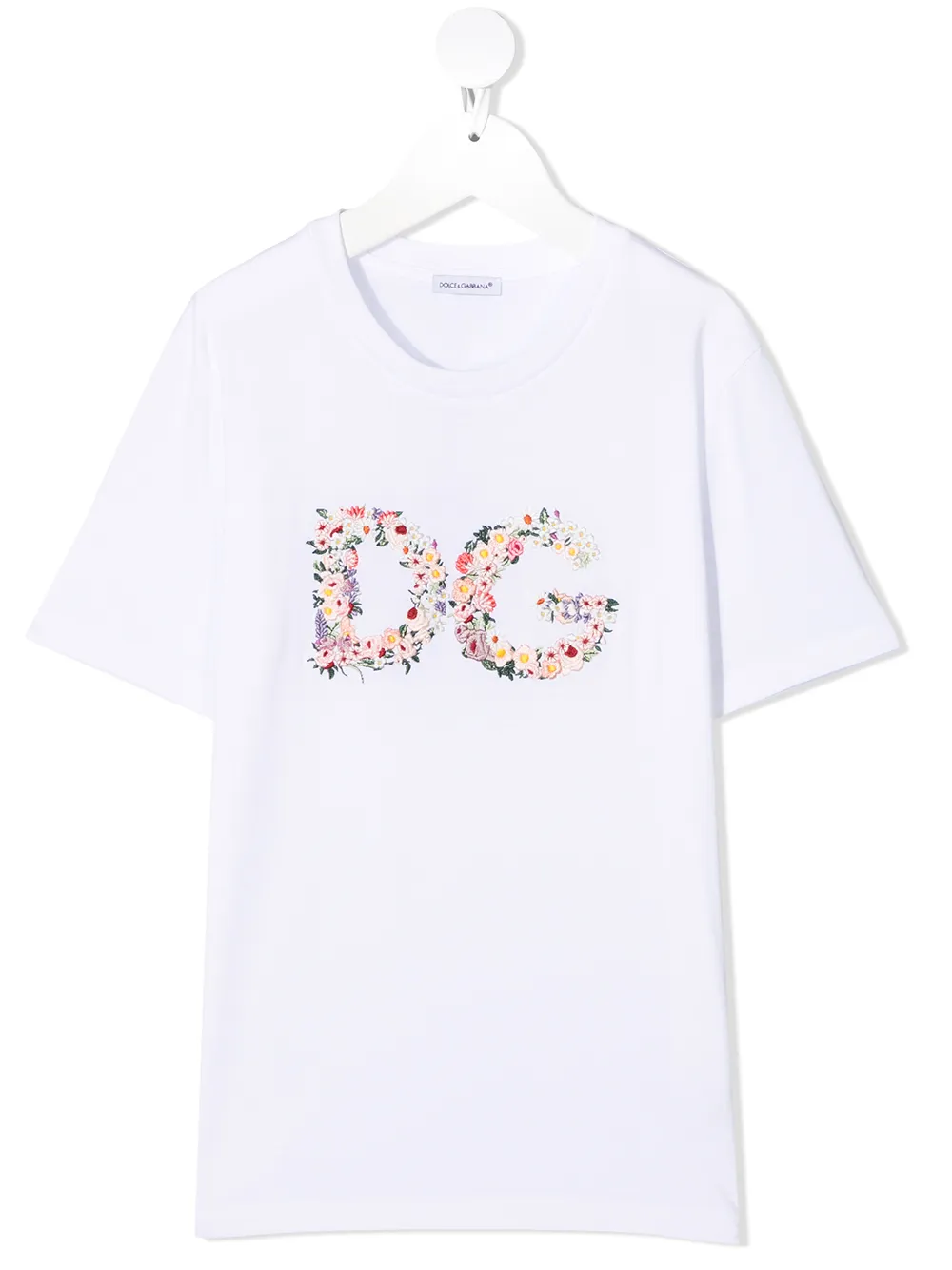 

Dolce & Gabbana Kids playera con bordado floral - Blanco