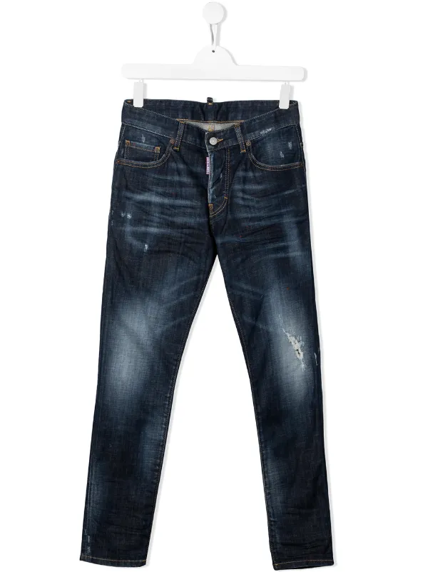 distressed dark wash jeans