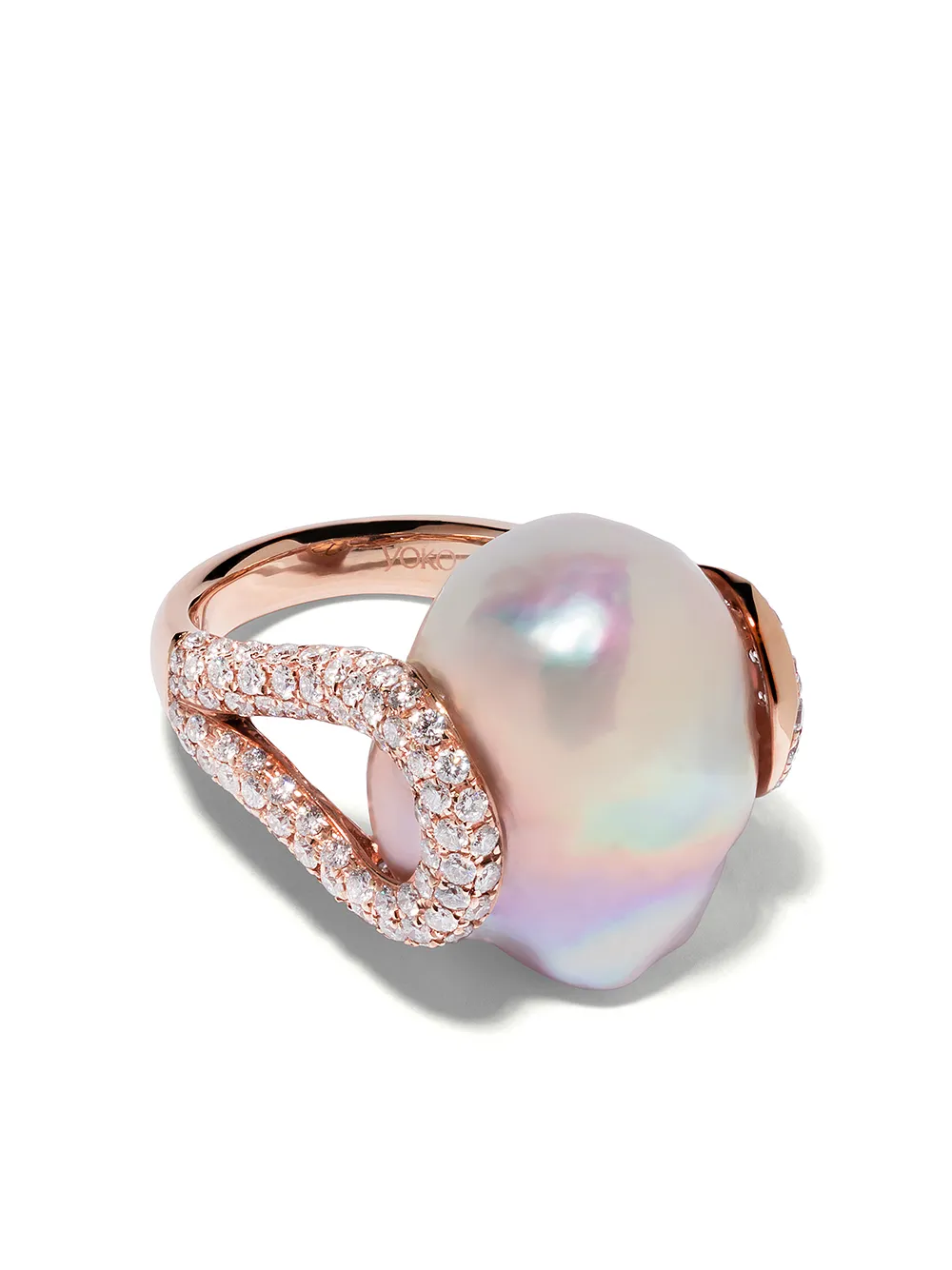 

Yoko London 18kt rose gold Baroque freshwater pearl and diamond ring - Pink