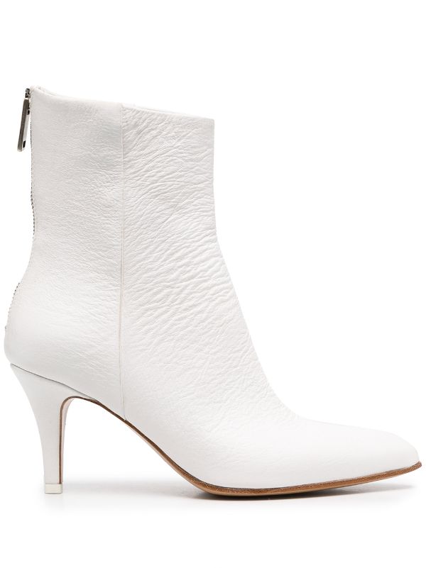 white pointed toe ankle boots