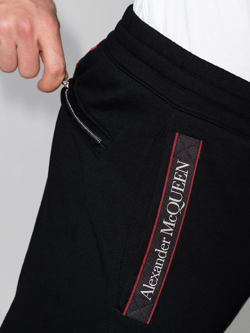 Shop Alexander Mcqueen Logo-tape Straight-leg Track Pants In Black