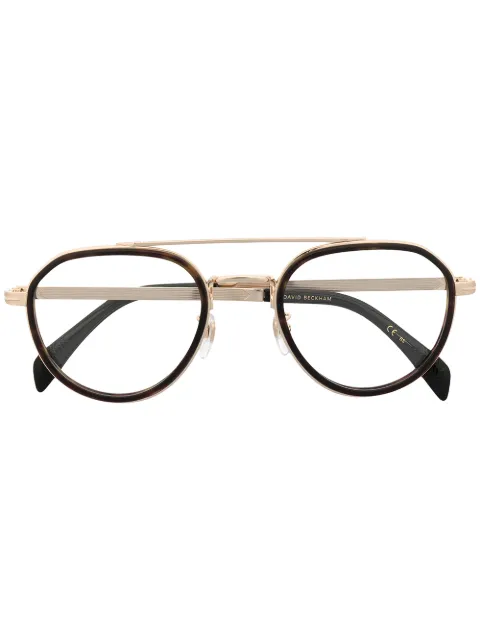 Eyewear by David Beckham layered pilot frame glasses