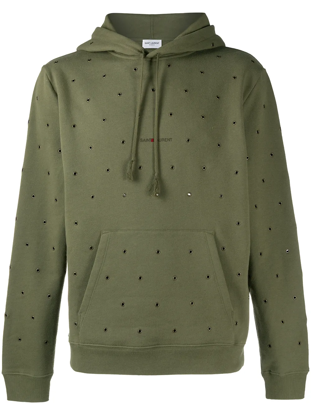 

Saint Laurent punch-hole detail logo-print jumper - Green