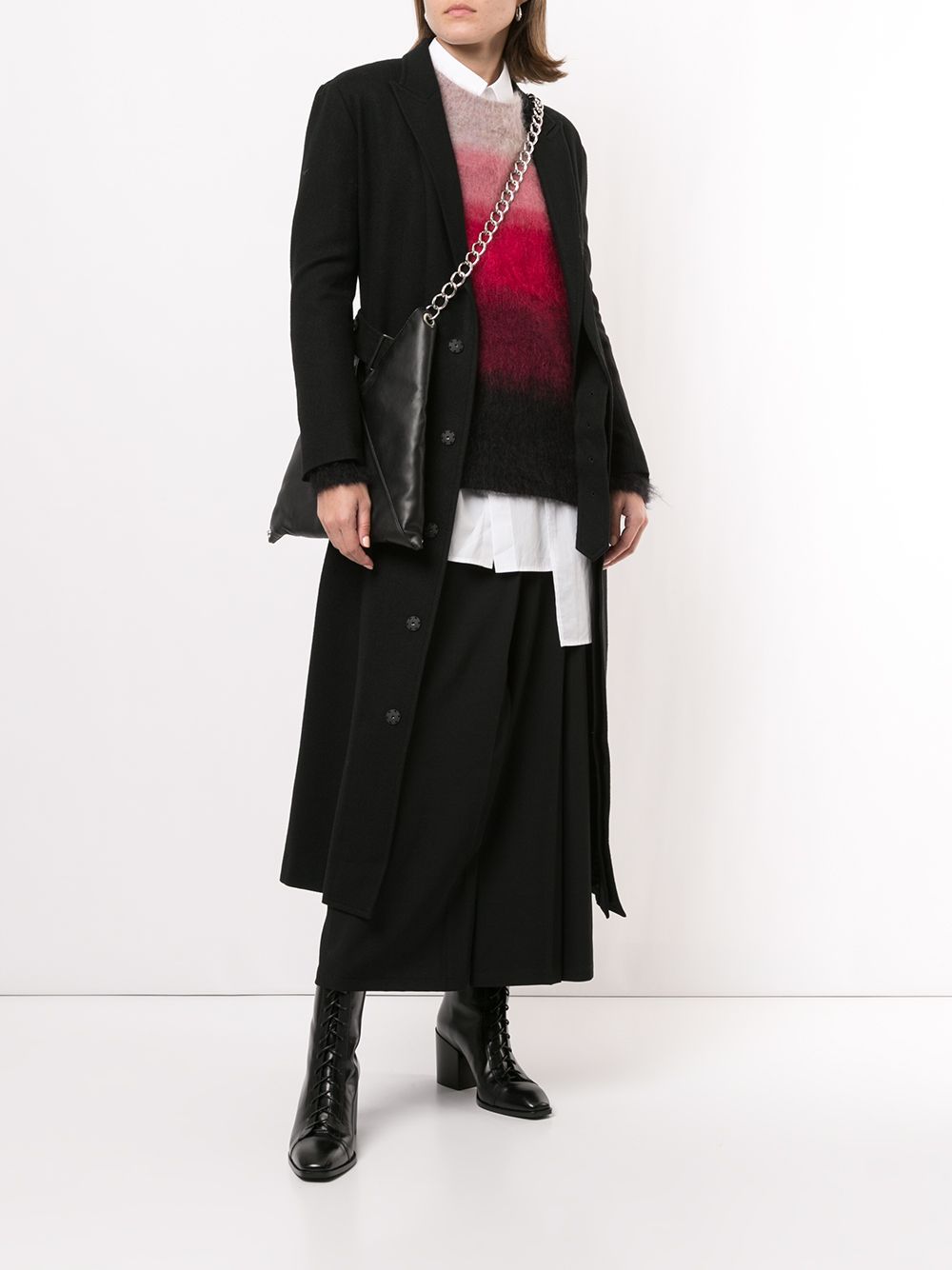 фото Yohji yamamoto однобортное расклешенное пальто